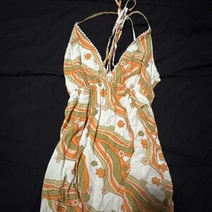 wild fable White Smocked Halter Top with Pastel Accents